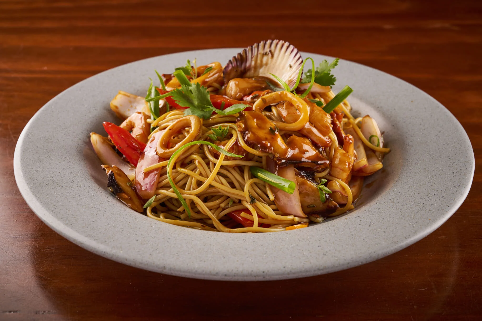 Tallarín Saltado de Mariscos